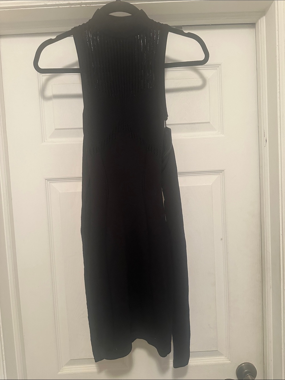 Black High-Neck Women's Dress with detachable sleeves